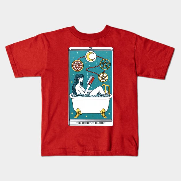 The Bathtub Reader Kids T-Shirt by L.C. Tarot